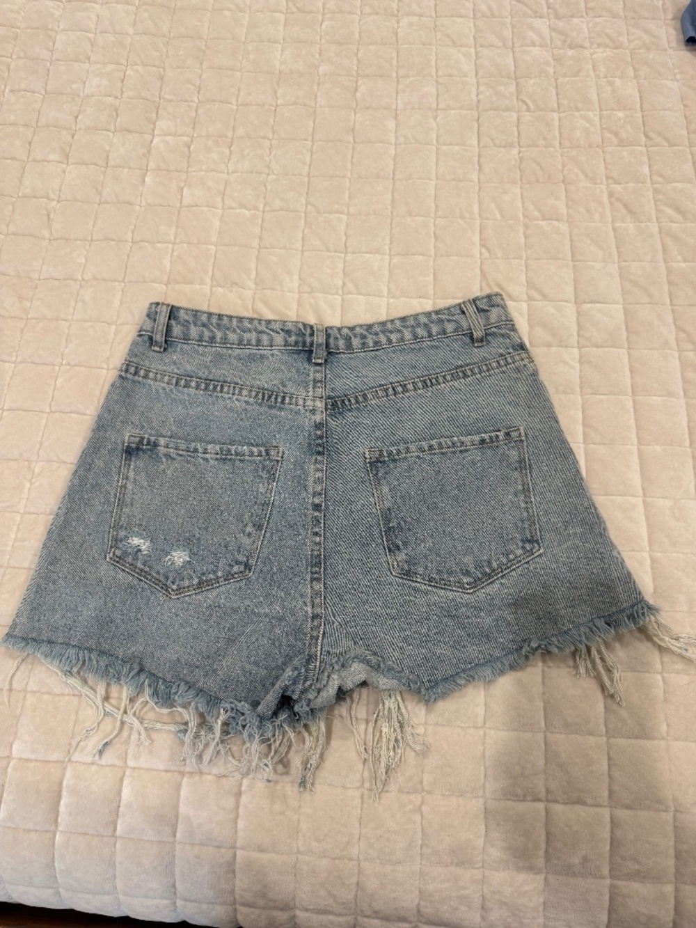 Signature8 Cotton Distressed Denim Ultra High Waisted Shorts - Picture 2 of 3